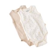 Set 2 body-uri fara maneci bebe unisex -100% bumbac organic - Ecru cu buline, Baby Cosy (Marime: 18-24 Luni) JEMBC-CSY5703-18