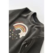 Set Curcubeu cu bluzita cu maneca lunga si panataloni lungi din 80%bumbac organic si 20% poliester - Antracit, Baby Cosy (Marime: 6-9 luni) JEMBC-CSYK6007-6