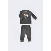 Set Curcubeu cu bluzita cu maneca lunga si panataloni lungi din 80%bumbac organic si 20% poliester - Antracit, Baby Cosy (Marime: 6-9 luni) JEMBC-CSYK6007-6