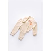 Set Curcubeu cu bluzita cu maneca lunga si panataloni lungi din 80%bumbac organic si 20% poliester - Crem, Baby Cosy (Marime: 12-18 Luni) JEMBC-CSYK6006-12