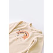 Set Curcubeu cu bluzita cu maneca lunga si panataloni lungi din 80%bumbac organic si 20% poliester - Crem, Baby Cosy (Marime: 18-24 Luni) JEMBC-CSYK6006-18