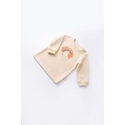 Set Curcubeu cu bluzita cu maneca lunga si panataloni lungi din 80%bumbac organic si 20% poliester - Crem, Baby Cosy (Marime: 9-12 luni) JEMBC-CSYK6006-9