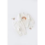 Set Curcubeu cu bluzita cu maneca lunga si panataloni lungi din 80%bumbac organic si 20% poliester - Ecru, Baby Cosy (Marime: 12-18 Luni) JEMBC-CSYK6005-12
