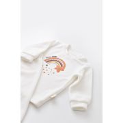 Set Curcubeu cu bluzita cu maneca lunga si panataloni lungi din 80%bumbac organic si 20% poliester - Ecru, Baby Cosy (Marime: 18-24 Luni) JEMBC-CSYK6005-18