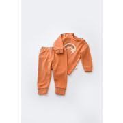 Set Curcubeu cu bluzita cu maneca lunga si panataloni lungi din 80%bumbac organic si 20% poliester - Portocaliu, Baby Cosy (Marime: 18-24 Luni) JEMBC-CSYK6008-18