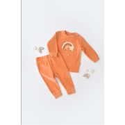 Set Curcubeu cu bluzita cu maneca lunga si panataloni lungi din 80%bumbac organic si 20% poliester - Portocaliu, Baby Cosy (Marime: 3-6 Luni) JEMBC-CSYK6008-3