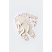 Set bluzita cu maneca lunga si panataloni lungi - bumbac organic 100% - Crem cu buline, Baby Cosy (Marime: 3-6 Luni) JEMBC-CSY2011-3