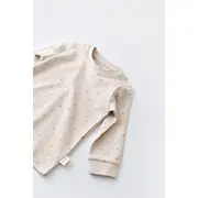 Set bluzita cu maneca lunga si panataloni lungi - bumbac organic 100% - Crem cu buline, Baby Cosy (Marime: 9-12 luni) JEMBC-CSY2011-9