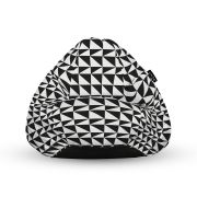 Fotoliu Units Puf Bean Bag tip para L, impermeabil, indoor/outdoor, sac interior, cu maner, 80 x 80 x 60 cm, Geometric Sea, Black BEANUNB-PR-L-EXT-160