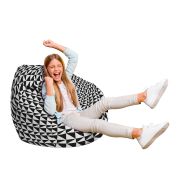 Fotoliu Units Puf Bean Bag tip para L, impermeabil, indoor/outdoor, sac interior, cu maner, 80 x 80 x 60 cm, Geometric Sea, Black BEANUNB-PR-L-EXT-160