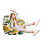 Fotoliu Units Puf Bean Bag tip para L, impermeabil, indoor/outdoor, sac interior, cu maner, 80 x 80 x 60 cm, abstract jungle BEANUNB-PR-L-EXT-030