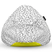 Fotoliu Units Puf Bean Bag tip para L, impermeabil, indoor/outdoor, sac interior, cu maner, 80 x 80 x 60 cm, alb cu ursi BEANUNB-PR-L-EXT-038