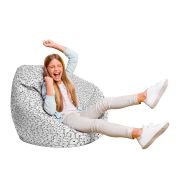 Fotoliu Units Puf Bean Bag tip para L, impermeabil, indoor/outdoor, sac interior, cu maner, 80 x 80 x 60 cm, alb cu ursi BEANUNB-PR-L-EXT-038