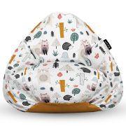 Fotoliu Units Puf Bean Bag tip para L, impermeabil, indoor/outdoor, sac interior, cu maner, 80 x 80 x 60 cm, arici si vulpe alb BEANUNB-PR-L-EXT-110