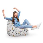 Fotoliu Units Puf Bean Bag tip para L, impermeabil, indoor/outdoor, sac interior, cu maner, 80 x 80 x 60 cm, arici si vulpe alb BEANUNB-PR-L-EXT-110