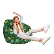 Fotoliu Units Puf Bean Bag tip para L, impermeabil, indoor/outdoor, sac interior, cu maner, 80 x 80 x 60 cm, bufnite verde BEANUNB-PR-L-EXT-144