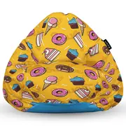 Fotoliu Units Puf Bean Bag tip para L, impermeabil, indoor/outdoor, sac interior, cu maner, 80 x 80 x 60 cm, cake and ice-cream BEANUNB-PR-L-EXT-064