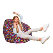 Fotoliu Units Puf Bean Bag tip para L, impermeabil, indoor/outdoor, sac interior, cu maner, 80 x 80 x 60 cm, candies fundal mov BEANUNB-PR-L-EXT-057