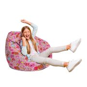 Fotoliu Units Puf Bean Bag tip para L, impermeabil, indoor/outdoor, sac interior, cu maner, 80 x 80 x 60 cm, candies fundal roz BEANUNB-PR-L-EXT-060