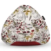 Fotoliu Units Puf Bean Bag tip para L, impermeabil, indoor/outdoor, sac interior, cu maner, 80 x 80 x 60 cm, flori si fluturi BEANUNB-PR-L-EXT-049