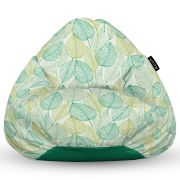 Fotoliu Units Puf Bean Bag tip para L, impermeabil, indoor/outdoor, sac interior, cu maner, 80 x 80 x 60 cm, frunze verzi si galbene BEANUNB-PR-L-EXT-017