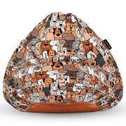 Fotoliu Units Puf Bean Bag tip para L, impermeabil, indoor/outdoor, sac interior, cu maner, 80 x 80 x 60 cm, invazia animalelor BEANUNB-PR-L-EXT-109