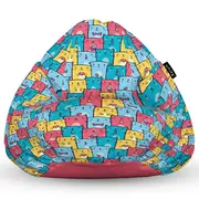 Fotoliu Units Puf Bean Bag tip para L, impermeabil, indoor/outdoor, sac interior, cu maner, 80 x 80 x 60 cm, invazia pisicilor albastru BEANUNB-PR-L-EXT-076