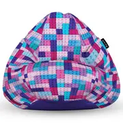 Fotoliu Units Puf Bean Bag tip para L, impermeabil, indoor/outdoor, sac interior, cu maner, 80 x 80 x 60 cm, lego tetris mov BEANUNB-PR-L-EXT-070