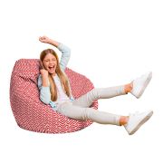 Fotoliu Units Puf Bean Bag tip para L, impermeabil, indoor/outdoor, sac interior, cu maner, 80 x 80 x 60 cm, model rosu si alb BEANUNB-PR-L-EXT-027