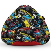 Fotoliu Units Puf Bean Bag tip para L, impermeabil, indoor/outdoor, sac interior, cu maner, 80 x 80 x 60 cm, monster truck BEANUNB-PR-L-EXT-085