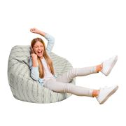 Fotoliu Units Puf Bean Bag tip para L, impermeabil, indoor/outdoor, sac interior, cu maner, 80 x 80 x 60 cm, motiv frunze verticale BEANUNB-PR-L-EXT-015