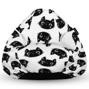 Fotoliu Units Puf Bean Bag tip para L, impermeabil, indoor/outdoor, sac interior, cu maner, 80 x 80 x 60 cm, pisici alb-negru BEANUNB-PR-L-EXT-075