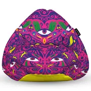Fotoliu Units Puf Bean Bag tip para L, impermeabil, indoor/outdoor, sac interior, cu maner, 80 x 80 x 60 cm, psihedelic BEANUNB-PR-L-EXT-042