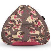 Fotoliu Units Puf Bean Bag tip para L, impermeabil, indoor/outdoor, sac interior, cu maner, 80 x 80 x 60 cm, pugs cu ochelari BEANUNB-PR-L-EXT-151