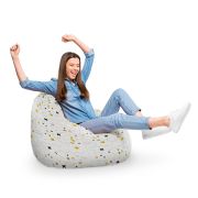 Fotoliu Units Puf Bean Bag tip para XL, impermeabil, indoor/outdoor, sac interior, cu maner, 90 x 85 x 65 cm, Memphis alb cu galben BEANUNB-PR-XL-EXT-031