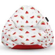 Fotoliu Units Puf Bean Bag tip para XL, impermeabil, indoor/outdoor, sac interior, cu maner, 90 x 85 x 65 cm, alb cu felii de pepene BEANUNB-PR-XL-EXT-037