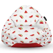 Fotoliu Units Puf Bean Bag tip para XL, impermeabil, indoor/outdoor, sac interior, cu maner, 90 x 85 x 65 cm, alb cu felii de pepene BEANUNB-PR-XL-EXT-037