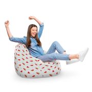 Fotoliu Units Puf Bean Bag tip para XL, impermeabil, indoor/outdoor, sac interior, cu maner, 90 x 85 x 65 cm, alb cu felii de pepene BEANUNB-PR-XL-EXT-037