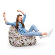 Fotoliu Units Puf Bean Bag tip para XL, impermeabil, indoor/outdoor, sac interior, cu maner, 90 x 85 x 65 cm, flori si fluturi BEANUNB-PR-XL-EXT-049