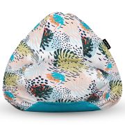 Fotoliu Units Puf Bean Bag tip para XL, impermeabil, indoor/outdoor, sac interior, cu maner, 90 x 85 x 65 cm, frunze multicolore BEANUNB-PR-XL-EXT-050