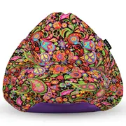 Fotoliu Units Puf Bean Bag tip para XL, impermeabil, indoor/outdoor, sac interior, cu maner, 90 x 85 x 65 cm, hippie peace BEANUNB-PR-XL-EXT-069