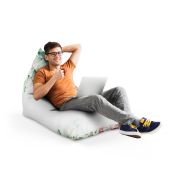 Fotoliu Units Puf Bean Bag tip Lounge, impermeabil, indoor/outdoor, sac interior, cu maner, 155 x 83 x 65 cm, floral alb BEANUNB-LGA-L-EXT-033