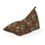 Fotoliu Units Puf Bean Bag tip Lounge, impermeabil, indoor/outdoor, sac interior, cu maner, 155 x 83 x 65 cm, graffiti retro maro BEANUNB-LGA-L-EXT-095