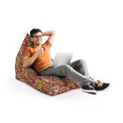Fotoliu Units Puf Bean Bag tip Lounge, impermeabil, indoor/outdoor, sac interior, cu maner, 155 x 83 x 65 cm, hippie peace BEANUNB-LGA-L-EXT-069
