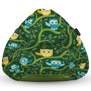 Fotoliu Units Puf Bean Bag tip para XL, impermeabil, indoor/outdoor, sac interior, cu maner, 90 x 85 x 65 cm, bufnite verde BEANUNB-PR-XL-EXT-144