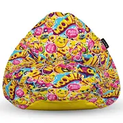 Fotoliu Units Puf Bean Bag tip para XL, impermeabil, indoor/outdoor, sac interior, cu maner, 90 x 85 x 65 cm, emoji pisici BEANUNB-PR-XL-EXT-084
