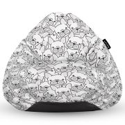 Fotoliu Units Puf Bean Bag tip para XL, impermeabil, indoor/outdoor, sac interior, cu maner, 90 x 85 x 65 cm, frenchies albi BEANUNB-PR-XL-EXT-147