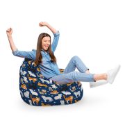 Fotoliu Units Puf Bean Bag tip para XL, impermeabil, indoor/outdoor, sac interior, cu maner, 90 x 85 x 65 cm, pisici fundal albastru BEANUNB-PR-XL-EXT-082