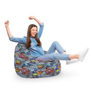 Fotoliu Units Puf Bean Bag tip para XL, impermeabil, indoor/outdoor, sac interior, cu maner, 90 x 85 x 65 cm, surfing sharks BEANUNB-PR-XL-EXT-118