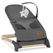 Lionelo - Fotoliu balansoar June AIR, Cu arcada cu jucarii, Ergonomic, Permite circulatia aerului, Balansare manuala, Pliabil, 0 luni+, Gri BYNLO-JUNE_AIR_GREY_STONE